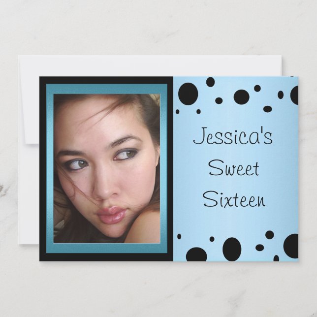 Convites Imagem do Sweet 16 Azul Elegante (Frente)
