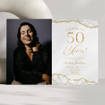 Convites Imagem Dourada branca de Agate 50.a Festa de anive<br><div class="desc">Esta é uma Imagem Personalizada de Agate Dourado Elegante Foto 50ª Convite de aniversário!</div>