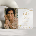 Convites Imagem Dourada branca de Agate 60ª Festa de aniver<br><div class="desc">Esta é uma Imagem Personalizada de Agate Dourado Elegante Foto 60º Convite de aniversário!</div>