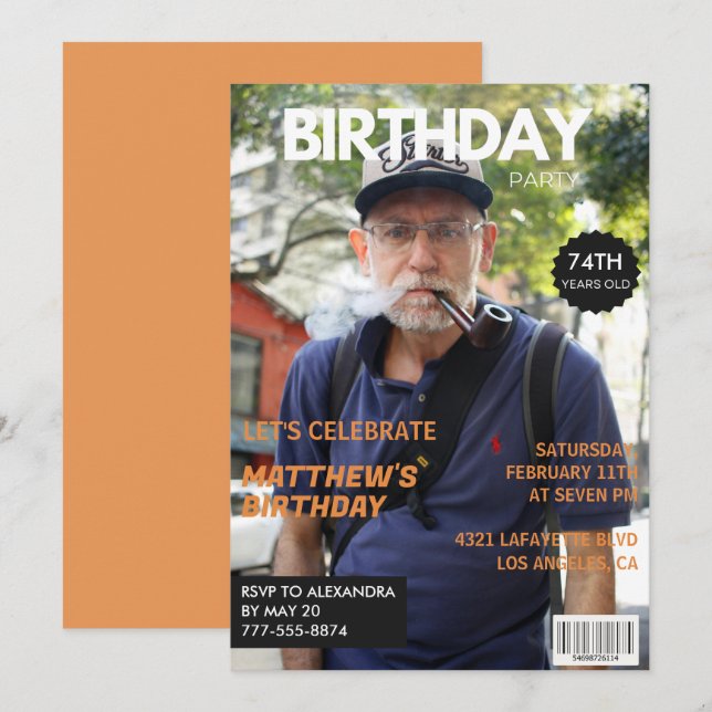 Convites Imagem Editorial da Revista Funny Foto 74.º aniver (Frente/Verso)