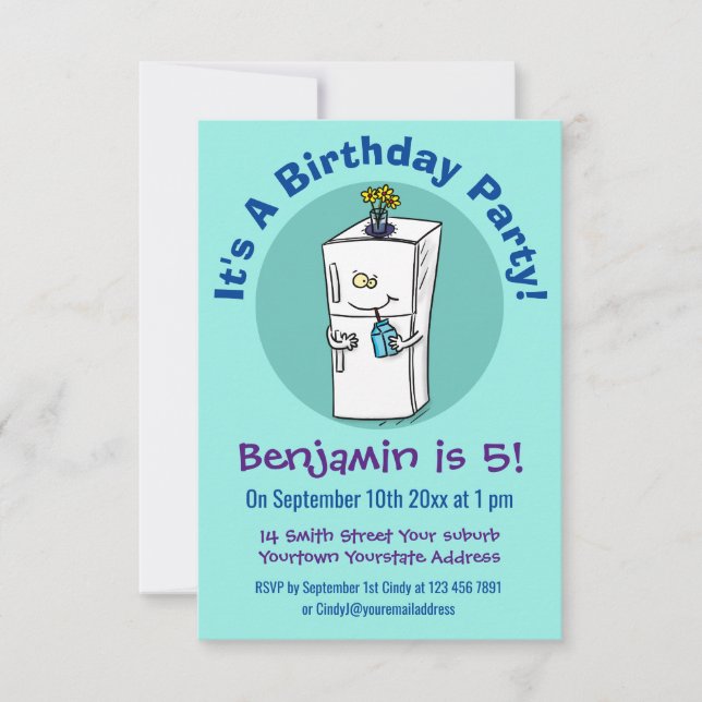 Convites Imagem engraçada do desenho do frigorífico (Frente)