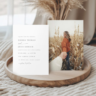 Convites Imagem Mínima de Script Preto e Branco Elegante