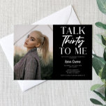 Convites Imagem Negra Fale 30 Para Mim aniversário de 30 an<br><div class="desc">Esta é uma foto personalizada de preto e branco Talk 30 To Me Convite de aniversário. Design minimalista mínimo. Convidar no Dia B. Menina cara mulher homem simples e simples</div>