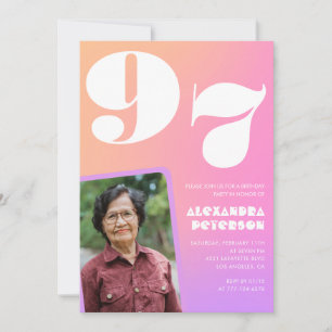 Convites Imagem retrorativa de gradiente rosa 97 anos