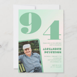 Convites Imagem Retrorativa - Homem Gradiente Verde 94 anos