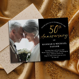 Convites Imagem simples do roteiro Dourado 50º aniversário