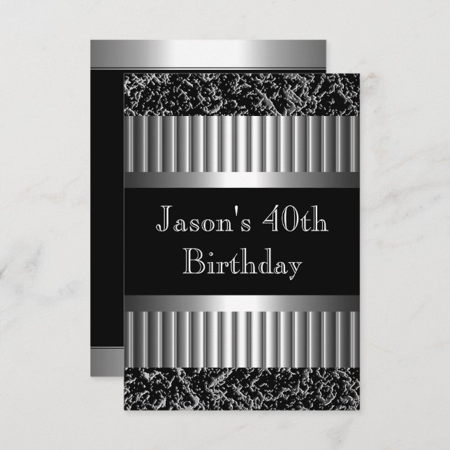 Convites Imagens de Festa de aniversário Metálica de Mens (Frente/Verso)