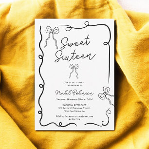 Convites Imagens de fitas de arcos bonitos pretos Doces 16