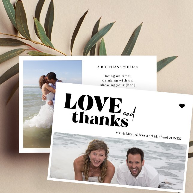 Convites Imagens modernas 2 fotos obrigado de casamento (Criador carregado)