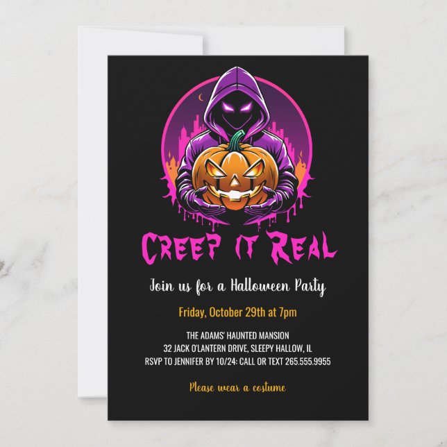 Convites Imaginem o Halloween Real, Horror (Frente)