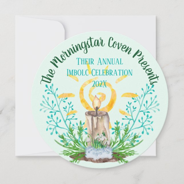 Convites Imbolc Spiral Sun Wicca Sabbat Holiday (Frente)