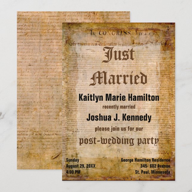 Convites Impergaminho surpreendente da independência da Dec (Frente/Verso)