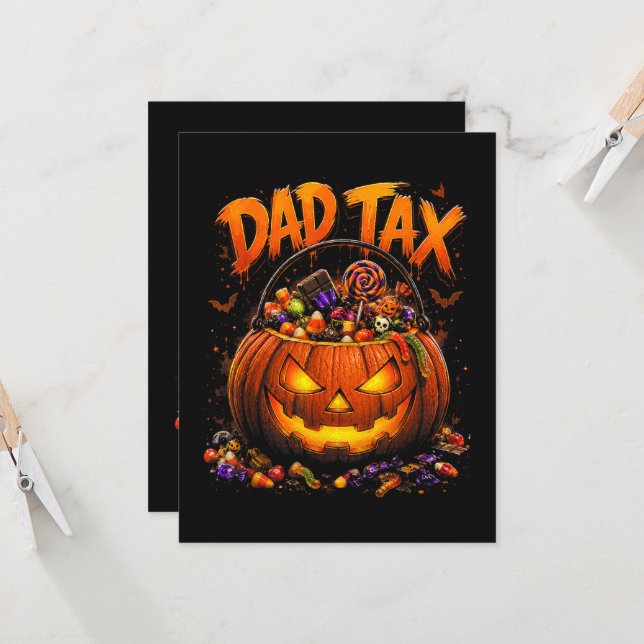 Convites Imposto de Pai Engraçado de Halloween Abóbora (Frente/Verso In Situ)