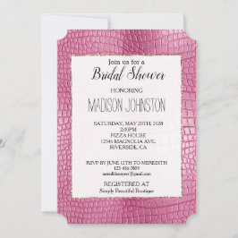 Convites Impressão Animal de Alligador Faux Rosa