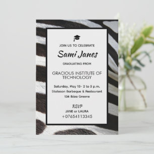 Convites Impressão animal Zebra Luxo Preto Branco Simples