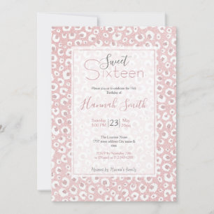 Convites Impressão branca-leopardo-branca brilhante Rosa D