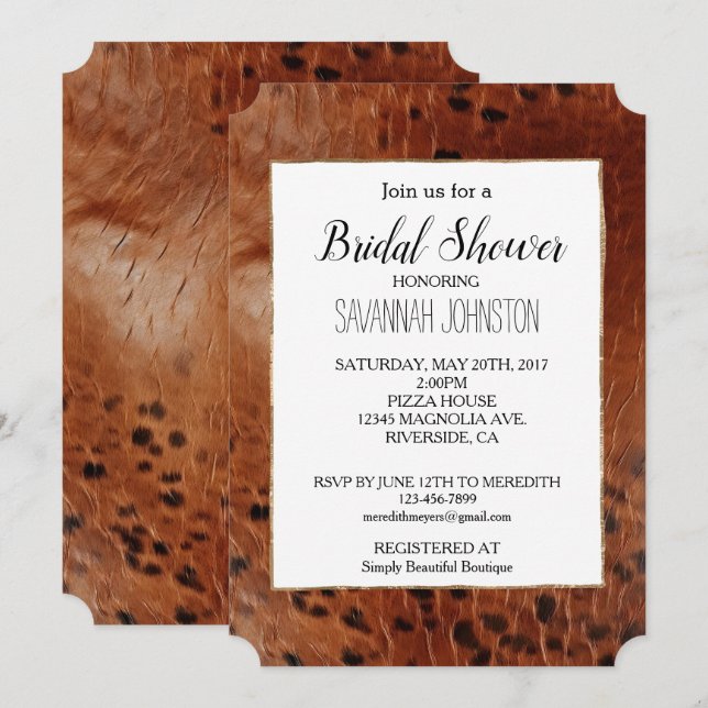 Convites Impressão de animais castanhos (Frente/Verso)