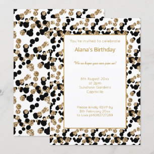 CONVITES IMPRESSÃO DE ANIVERSÁRIO DE LEOPARD BRANCO, PRET