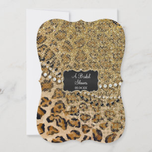 Convites Impressão de Chás de panela Dourados de Leopardo