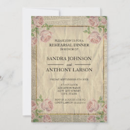 Convites Impressão de dicionário elegante e ensaio de Rosas