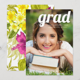 Convites Impressão de Floral Negrito com Graduação de Foto 