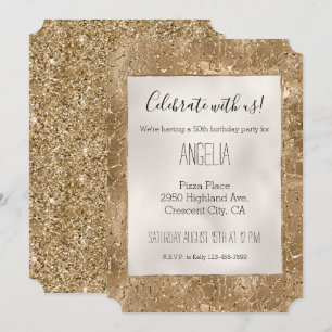 Convites Impressão de girafa com brilho dourado