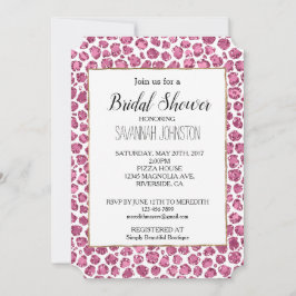 Convites Impressão de Leopardo com Glama Branco Rosa-Rosa