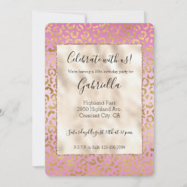 Convites Impressão de leopardo em ouro rosa