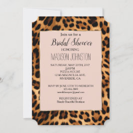 Convites Impressão de Leopardo Rosa Corado Chic Glam Dourad