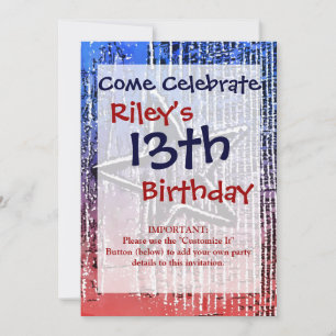 Convites Impressão de Pop Russo Legal Vermelho e Azul