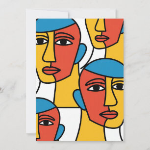 Convites Impressão de Rostos Abstratos, Arte Geométrica Vib