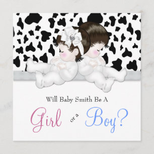 Convites Impressão de Vaca Negra Elegante - Chá Revelação