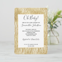 Convites Impressão de Zebra com Glam Glitter Dourado