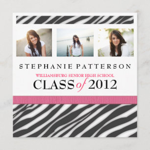 Convites Impressão de Zebra com Rosa Quente