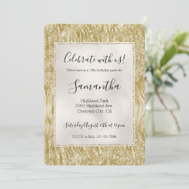 Convites Impressão de Zebra Glitzy Confete Brilho Dourado