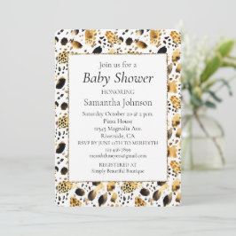 Convites Impressão do Leopardo Branco Dourado