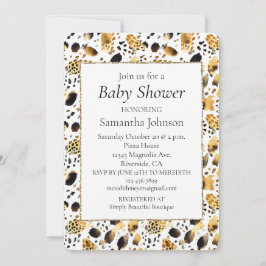 Convites Impressão do Leopardo Branco Dourado