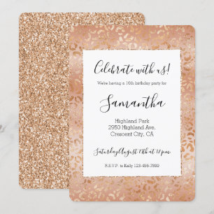 Convites Impressão do Leopardo com Rosa de pêssego cremos