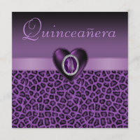 Impressão do leopardo & corações roxos Quinceanera