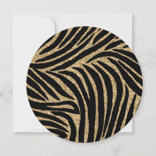 Convites Impressão Dourada de Faux Glitter Zebra Doce Deze