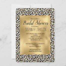 Convites Impressão Dourada de Leopardo Preto