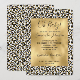Convites Impressão Dourada de Leopardo Preto Glam