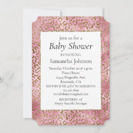 Convites Impressão Dourada sobre Leopardo Rosa Menino