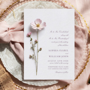 Convites Impressão Elegante Pressionou Casamento de Flores 