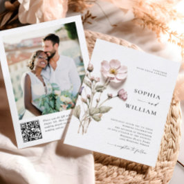 Convites Impressão Elegante Pressionou Casamento de Flores 