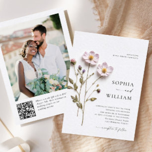 Convites Impressão Elegante Pressionou Casamento de Flores 