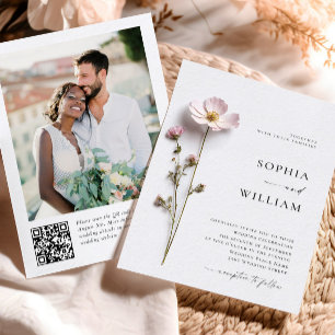 Convites Impressão Elegante Pressionou Casamento de Flores 