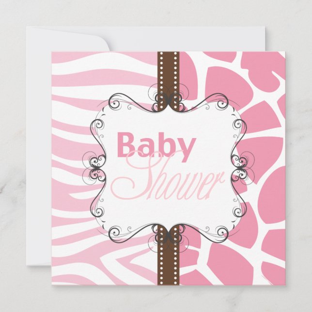 Convites Impressão em animais rosa (Frente)