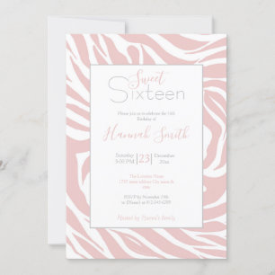 Convites Impressão em branco de zebra rosa-rosa-esbranquiça