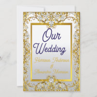 Impressão em Tela de Casamento Creme e Dourado – M